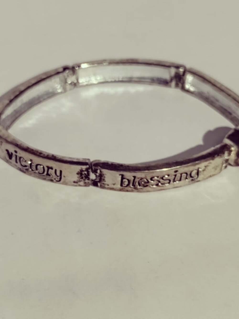Silver Tone Inspirational Word Stretch Bracelet